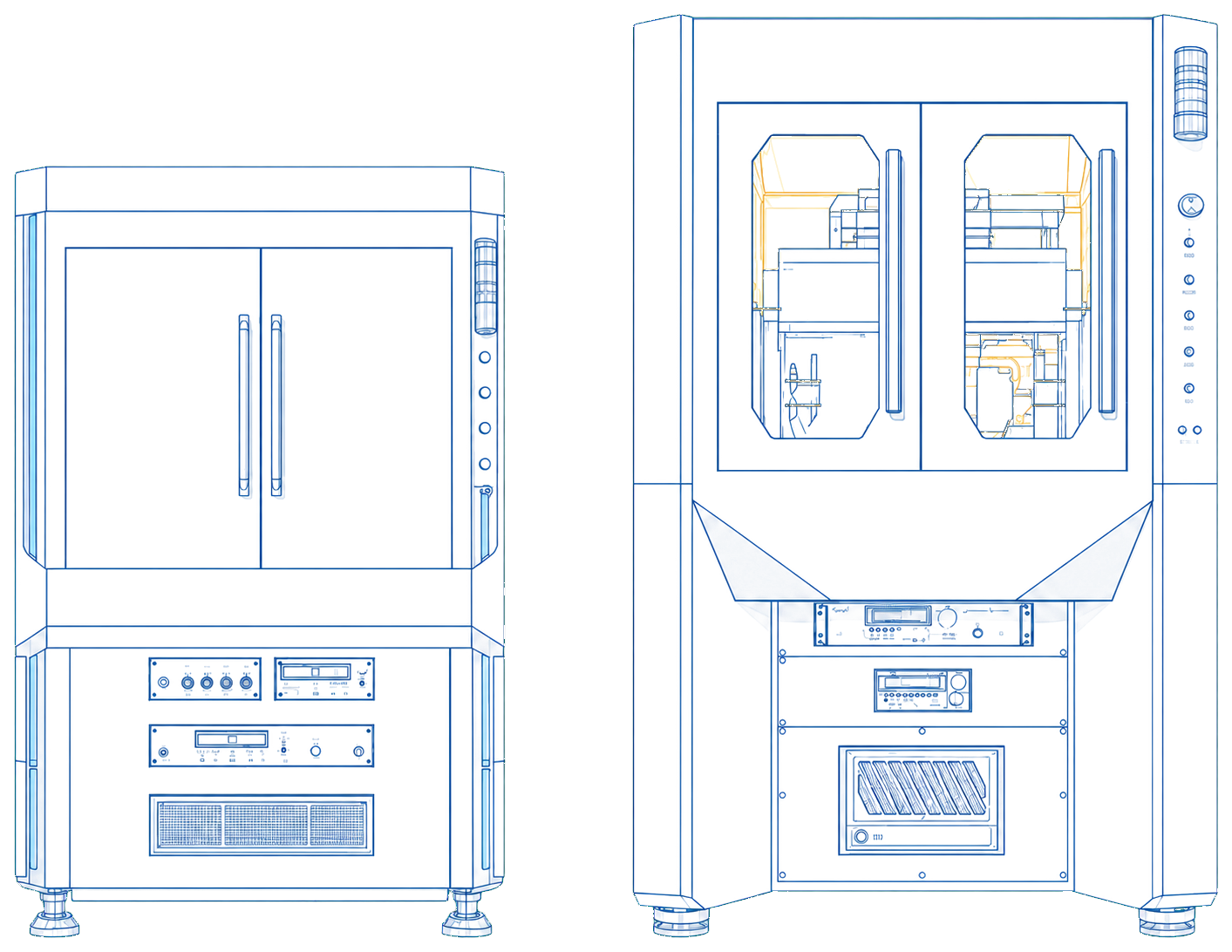 E20 与 RTTLIT P20 蓝色工业线稿